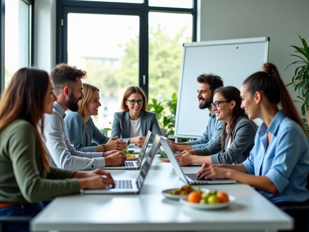 Corporate wellness team meeting sa modern office